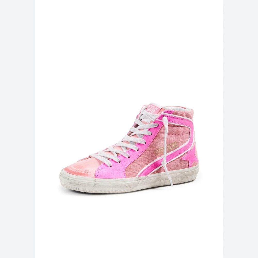 Canvas Slide Golden Goose Sneaker in Highligher Pink